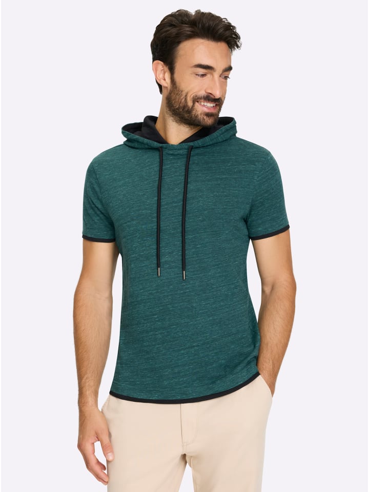 Kurzarm-Shirt in petrol-mint-meliert