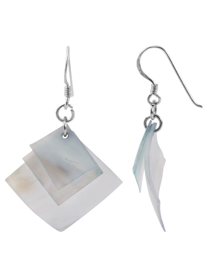 Damen Ohrringe – Ohrhänger aus 925 Silber mit Perlmutt in silber