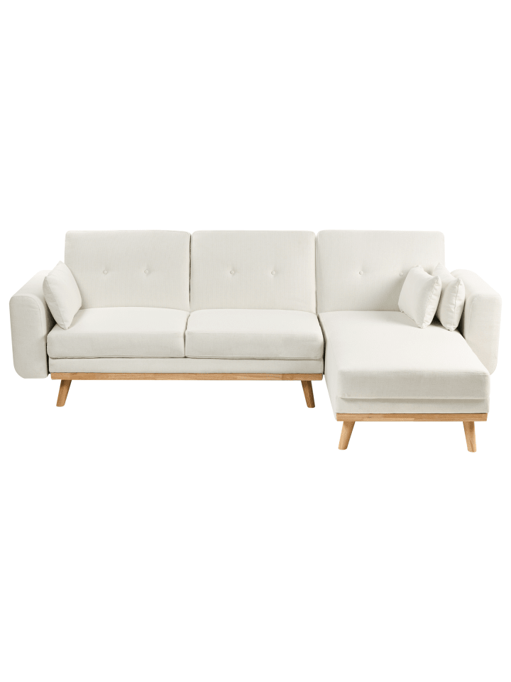 4-tlg 3-Sitzer Sofa KAARINA in Weiß/Braun linksseitig