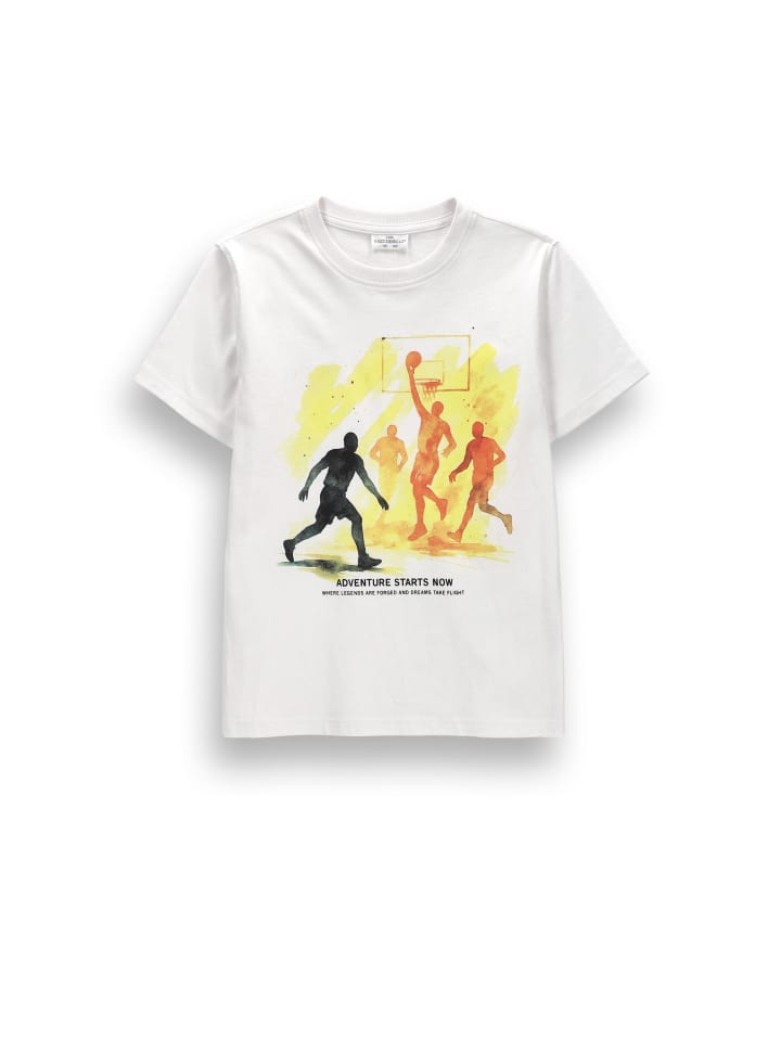 Baumwoll-T-Shirt mit kurzen Ärmeln in weiß