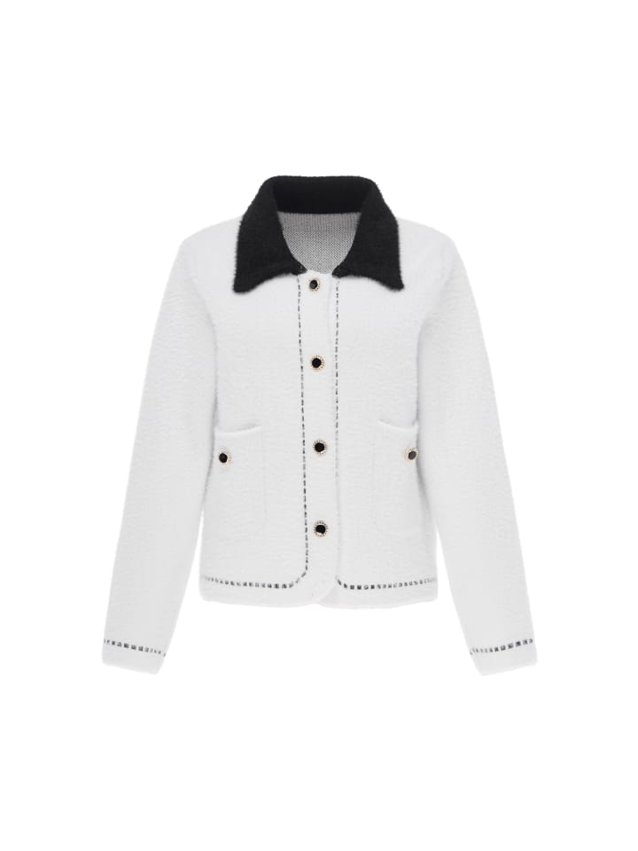 Women Cardigan in Offwhite Black