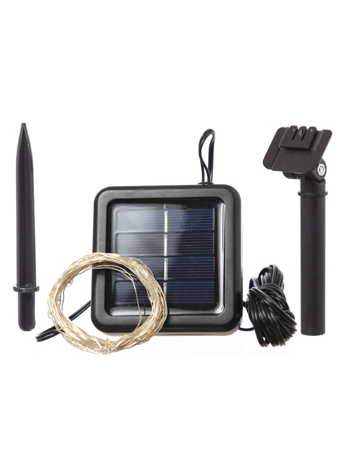 LED Solar Lichterkette Draht 50 LED L: 4,9m in silber