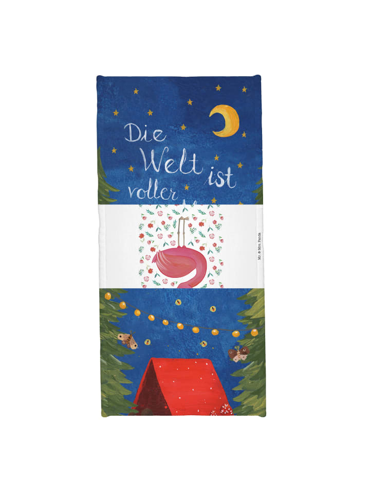Badehandtuch Flamingo Muster mit Spruch in Weiß
