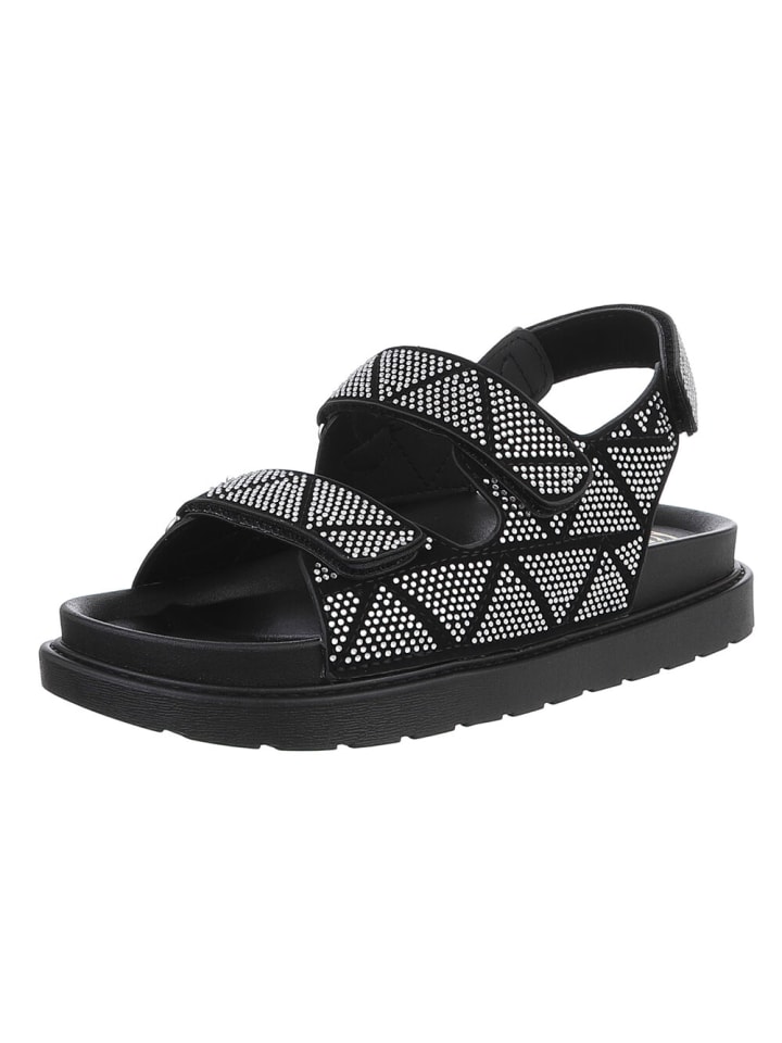 Sandale & Sandalette in Schwarz und Silber
