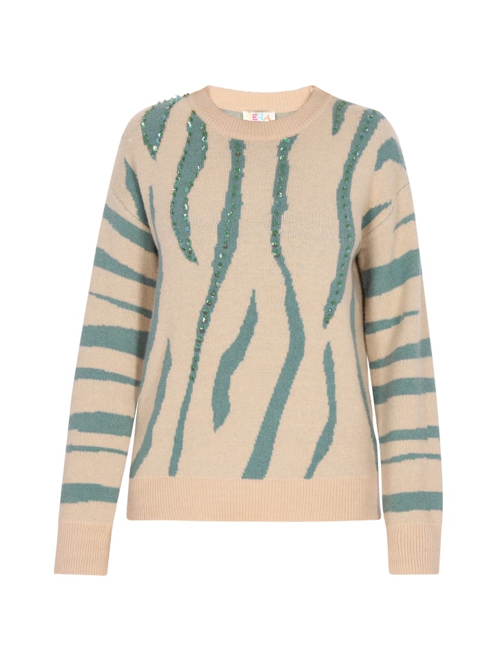Damen Pullover in beige türkis