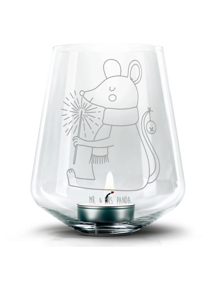 Windlicht Glas Maus Weihnachten ohne Spruch in Transparent