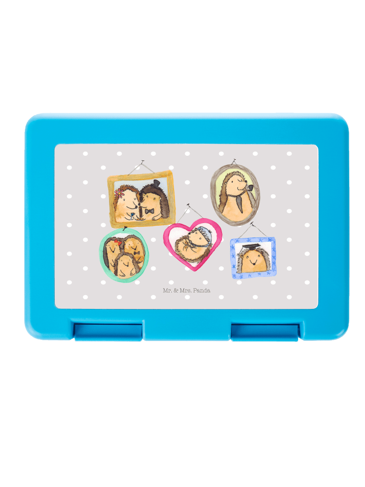 Brotdose Igel Familie ohne Spruch in Grau Pastell