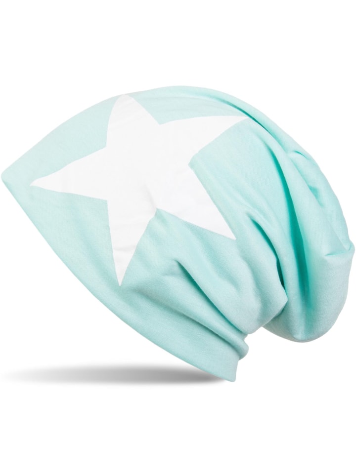 Beanie Mütze in Mint-Weiß