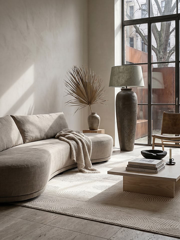 Kurzflorteppich Geometrisch Antirutsch pflegeleicht Wohnzimmer Flur in Creme