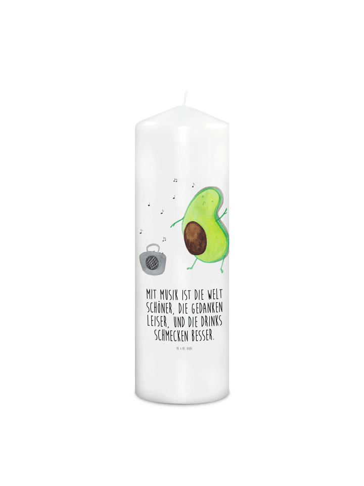 Kerze Avocado Tanzen mit Spruch in Weiß