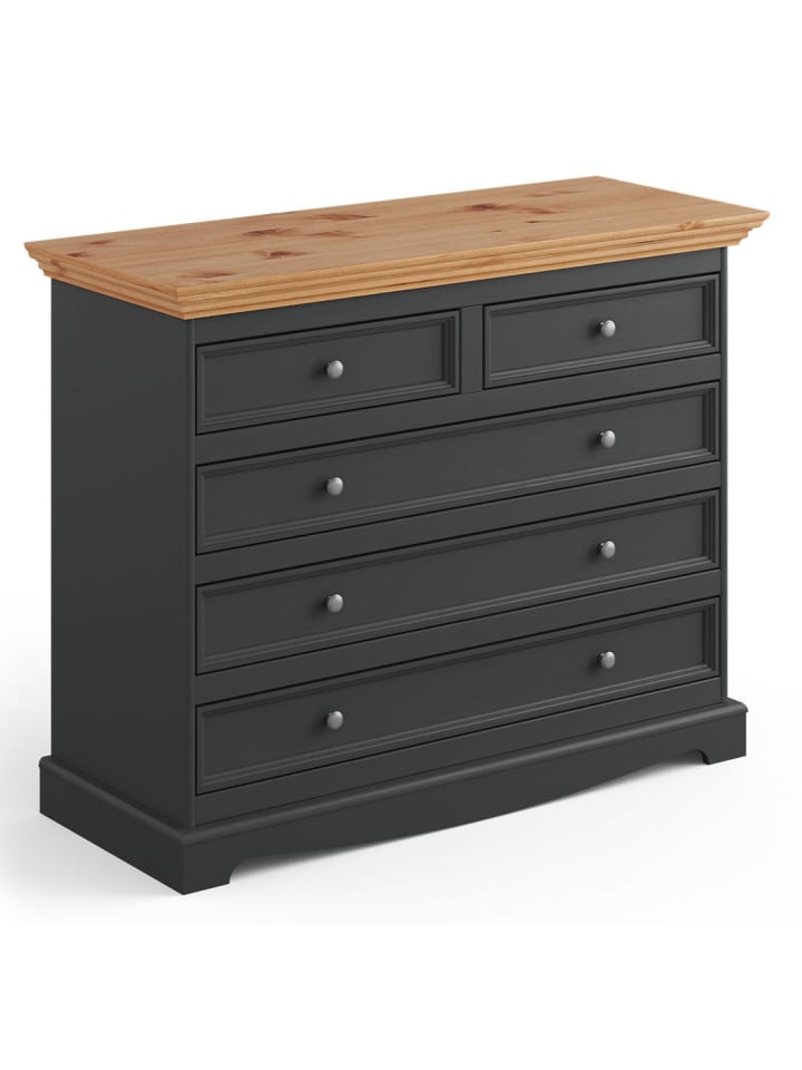 Schubladenkommode Belluno Kiefer Natur gebeizt / basaltgrau 167 / 45 / 88cm