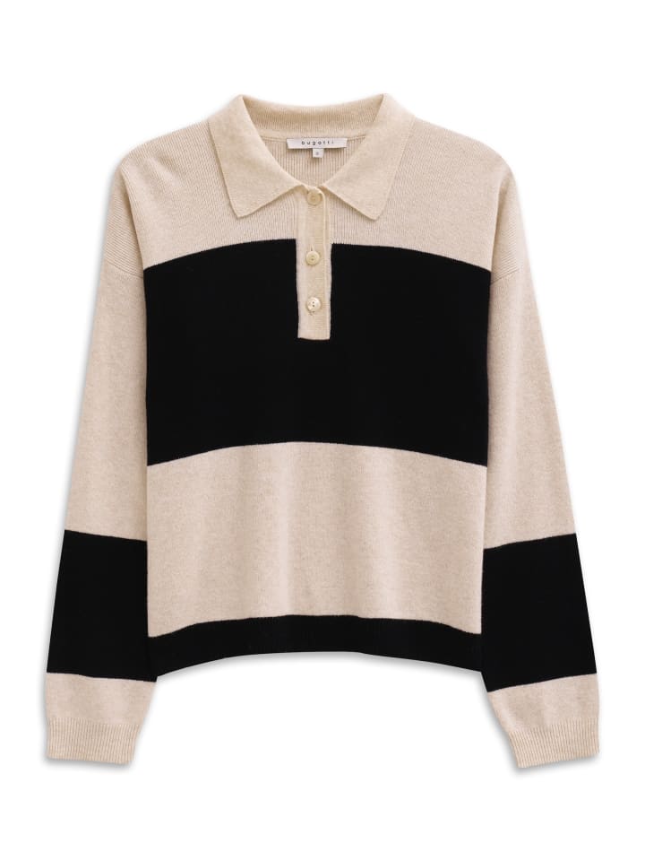 Strick Polo Langarm in 50-beige