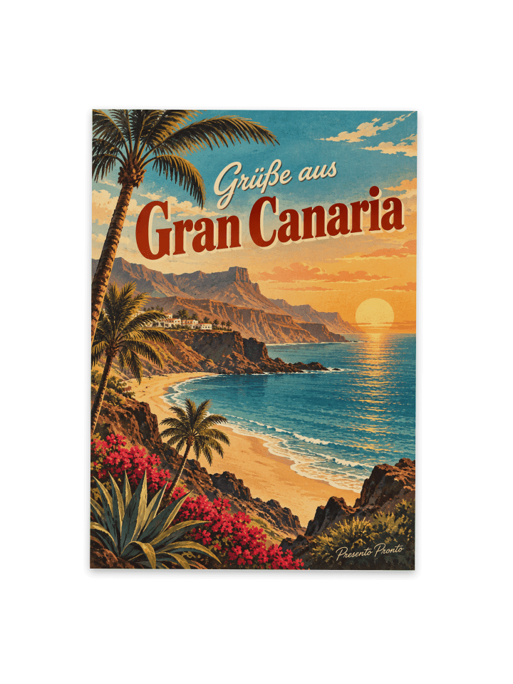 Postkarte Insel nostalgisch Design mit Spruch in Weiß