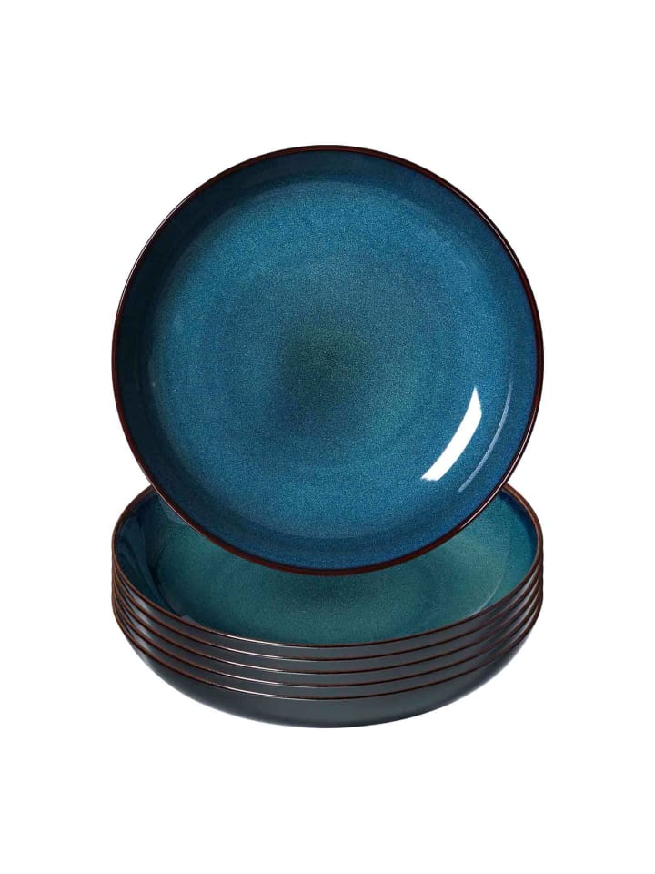 6er Set Suppenteller Bali in Blau ø 14,5 cm