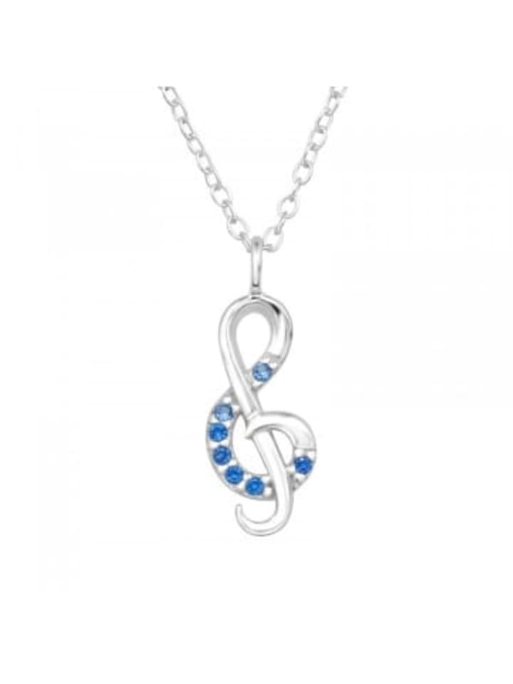 Kette mit Anhänger NOTENSCHLÜSSEL Zirkonia in 925 Silber - 2-tlg. in silber