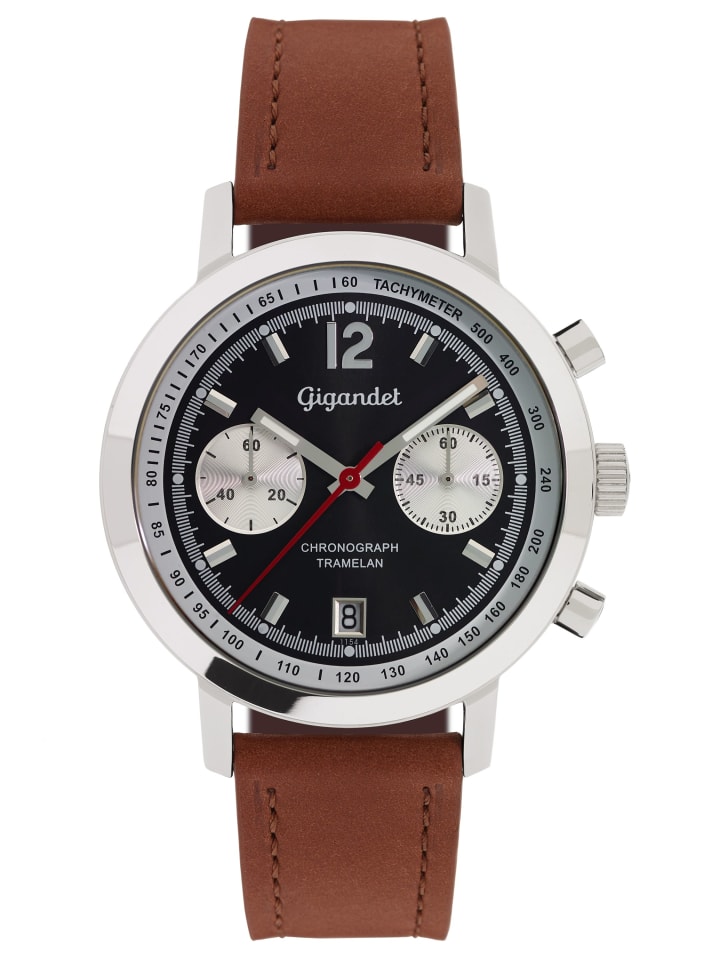 Quarzuhr Chronograph "TRAMELAN" in Braun/Silber/Schwarz