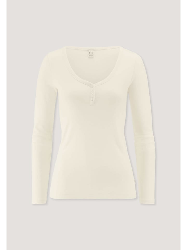 Hessnatur Longsleeve V-Neck PURE NATUREaus reiner Bio-Baumwolle in natur