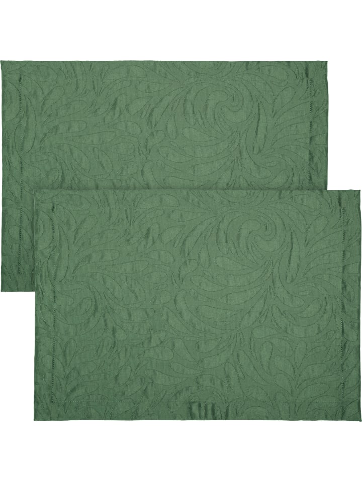 Jacquard, Baumwollmischung Tischset 2er-Pack Cadiz in salbei