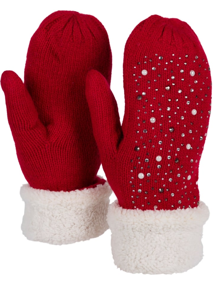 Strick Fausthandschuhe in Rot