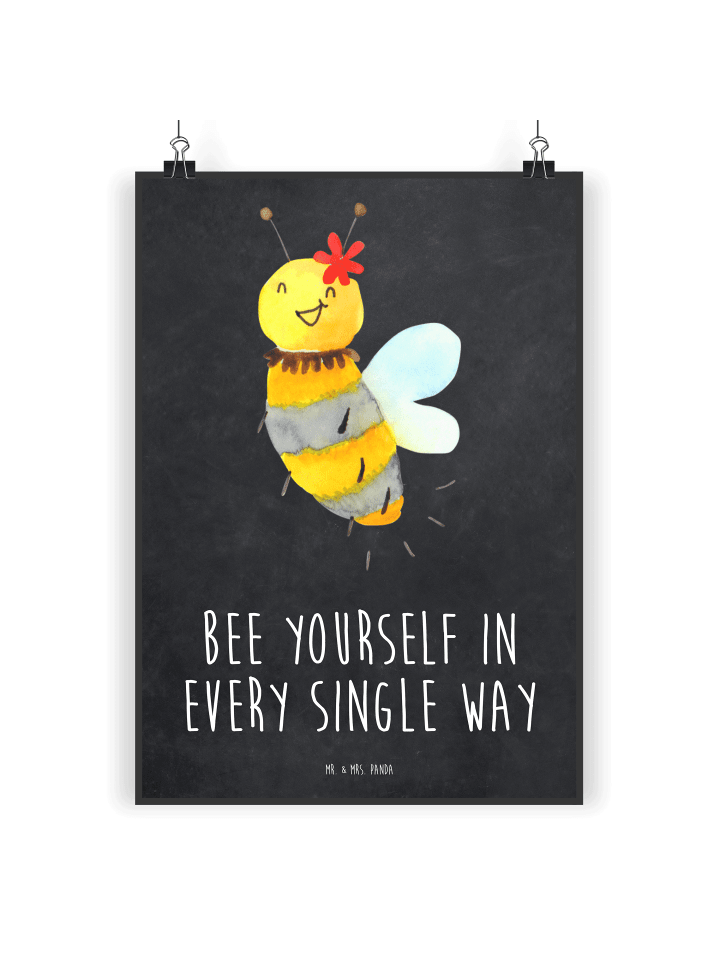 Plakat Biene Blume mit Spruch in Kreidetafel
