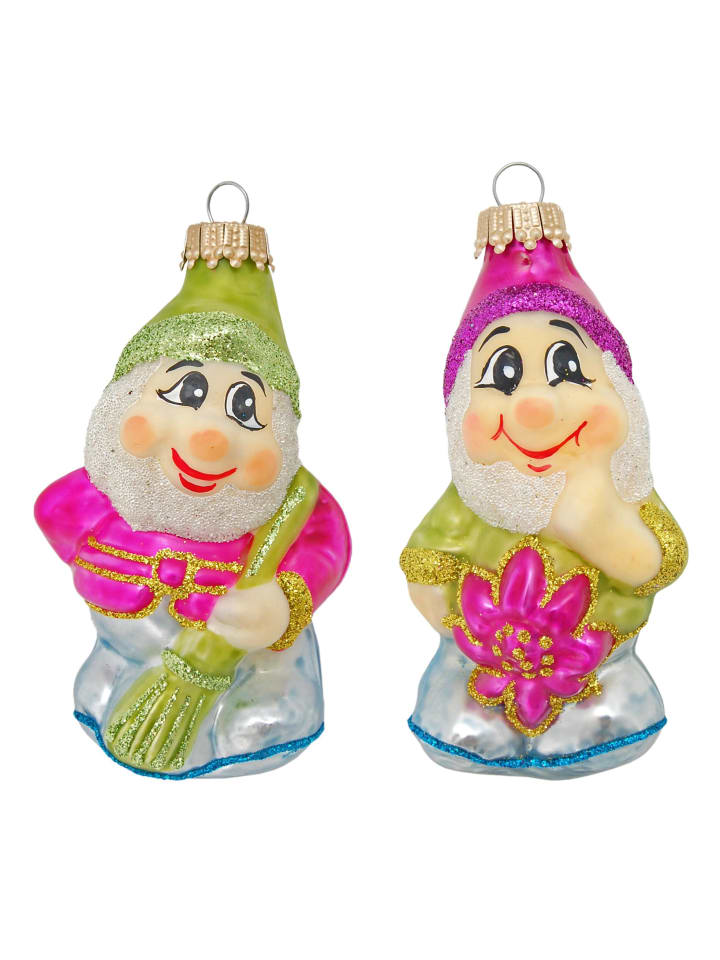 2er-Set: Baumschmuck-Glasornament in Bunt