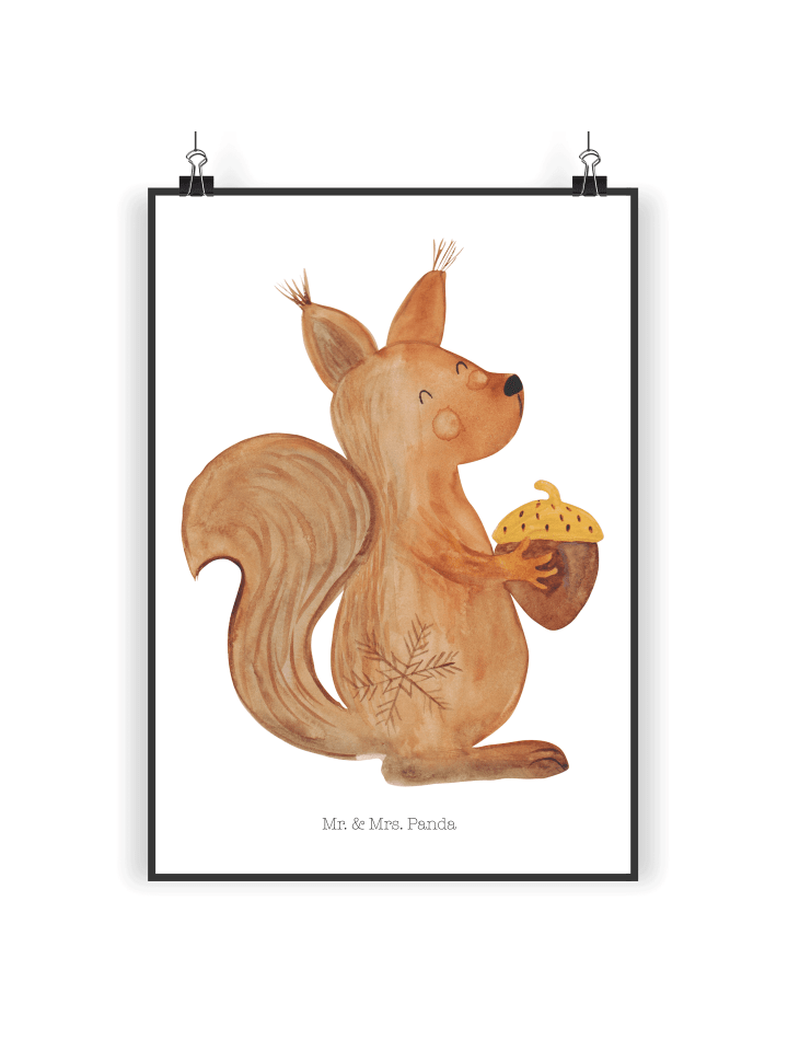 Poster Eichhörnchen Weihnachtszeit ohne Spruch in Weiß