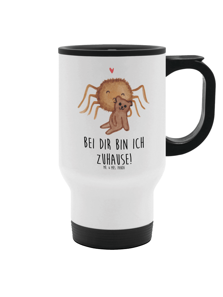 Thermosbecher Spinne Agathe Teddy mit Spruch in Weiß