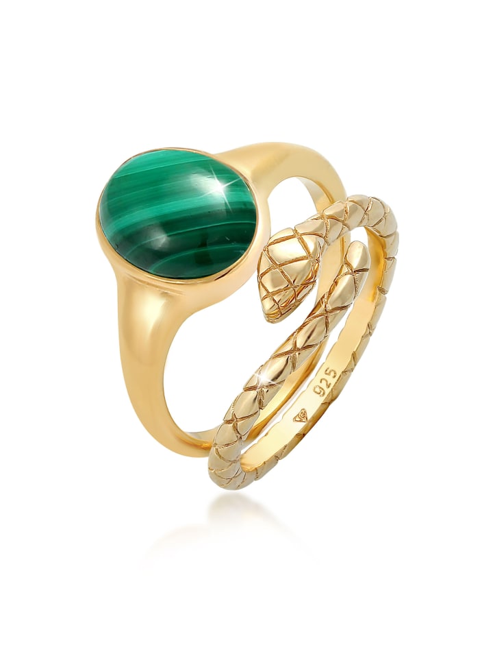 Ring 925 Sterling Silber Schlange, Ring Set in Gold