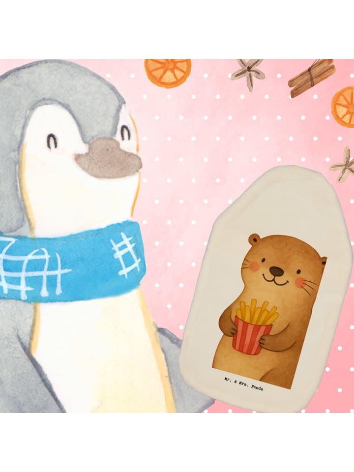 Wärmflasche Otter See Pommes ohne Spruch in Weiß