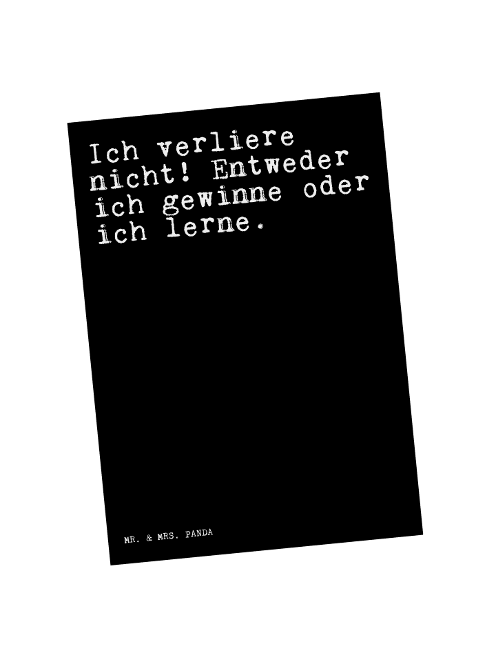Postkarte Ich verliere nicht! Entweder... mit S... in Schwarz