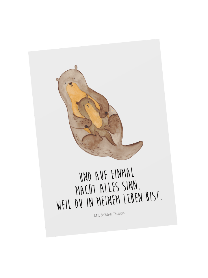Postkarte Otter Kind mit Spruch in Weiß
