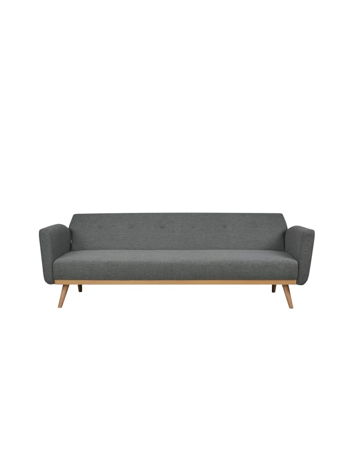 Schlafsofa 3-Sitzer mit Querschläfer-Funktion aus Strukturstoff in Grau