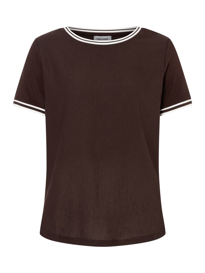 sportives Blusenshirt, Kontrastabschlüsse in brown