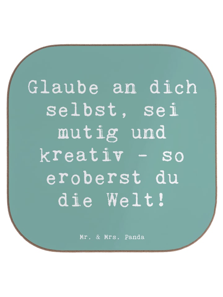 Glas-Untersetzer Spruch Die Freude an der Kreat... in Meeresbrise