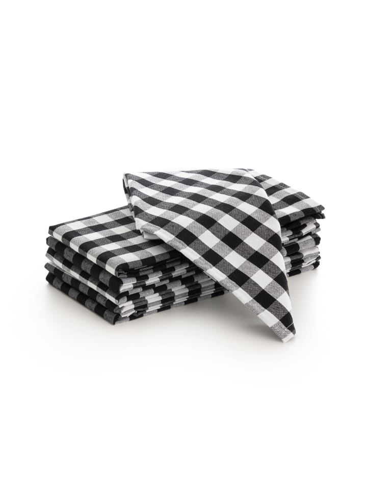 6er-Set Servietten "Vichy" in Schwarz
