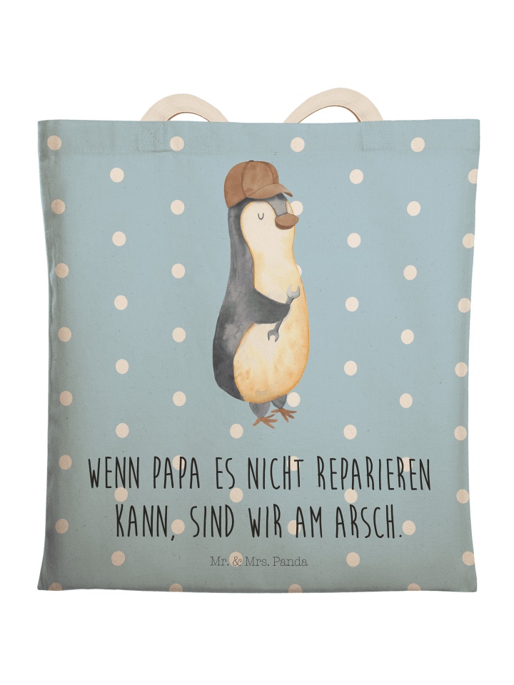 Shopper-Tasche Wenn Papa es nicht reparieren ka... in Blau Pastell