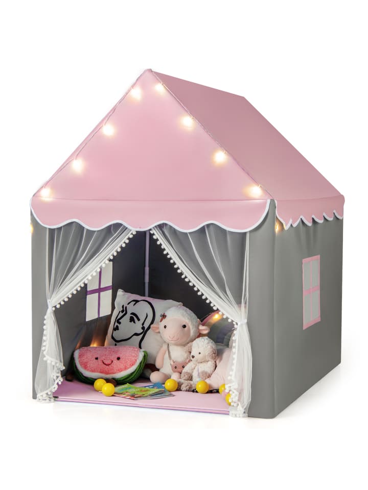 Spielhaus Kinderzelt mit Sternenlichter in Rosa
