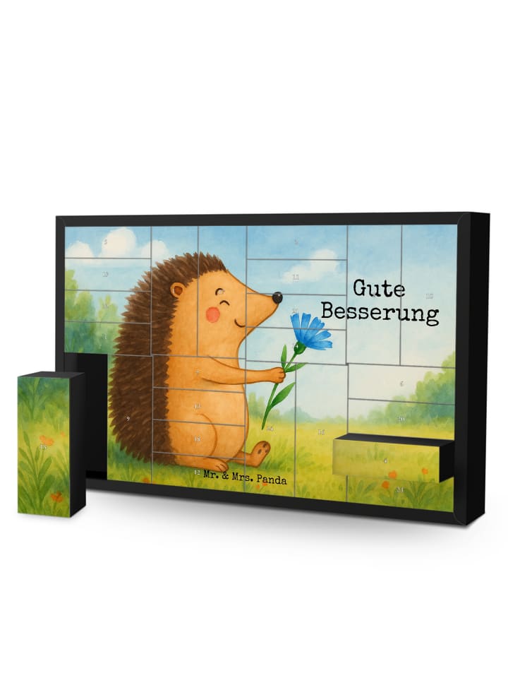 Adventskalender Igel Blumen Design mit Spruch in Weiß