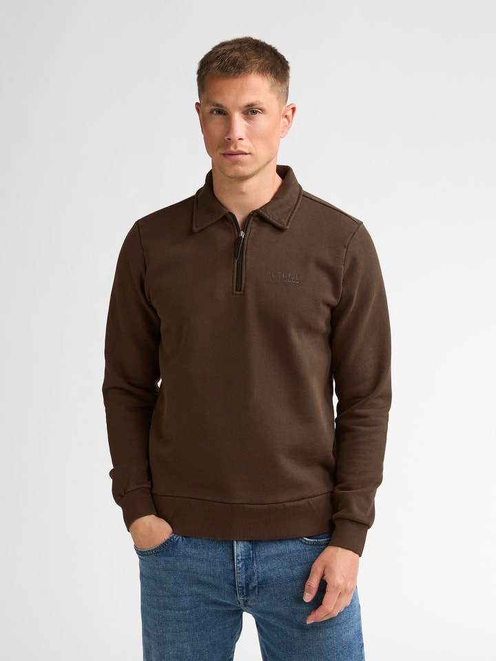 Polo-Pullover mit Reißverschluss millhall in Braun