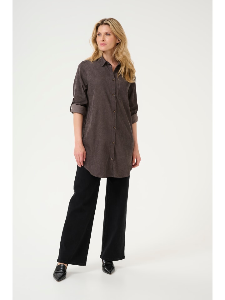 Langarm - Hemd KAvera Loose fit in Major Brown C.