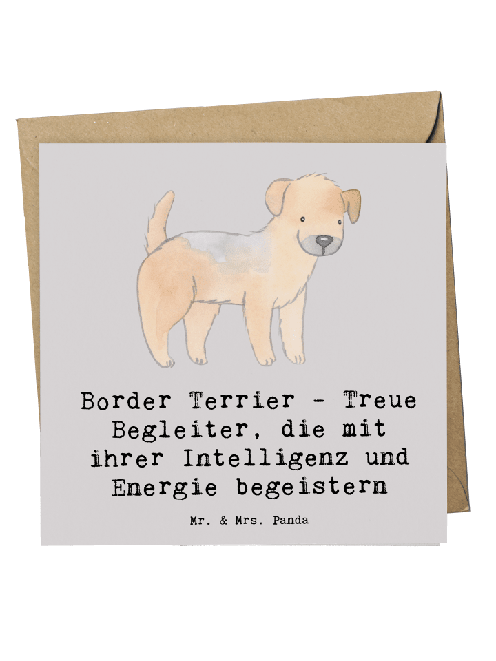 Deluxe Karte Border Terrier Freunde mit Spruch in Grau Pastell
