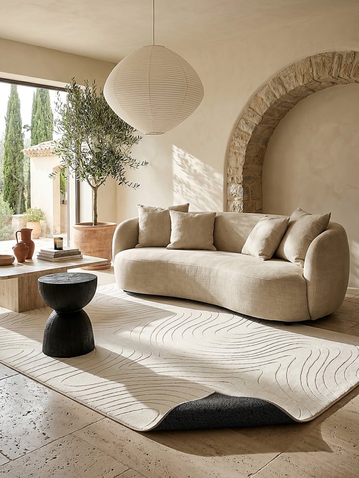Kurzflorteppich Abstrakt Antirutsch pflegeleicht Wohnzimmer Flur in Creme
