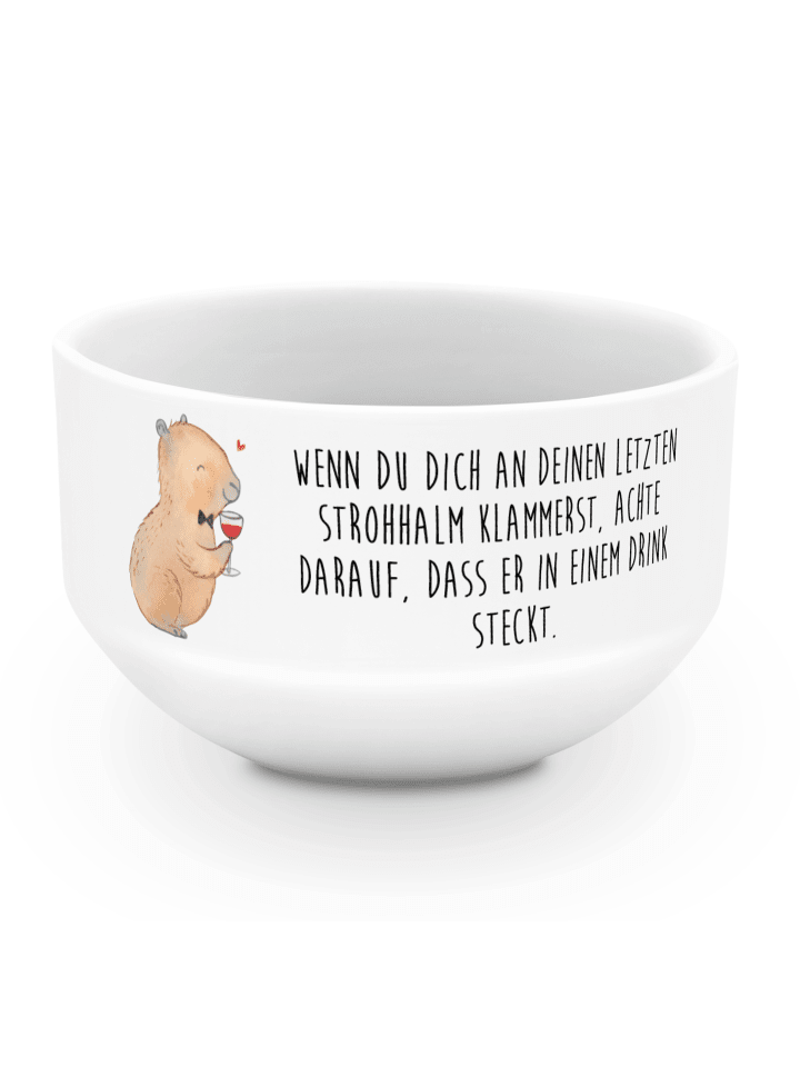 Müslischale Capybara Wein mit Spruch in Weiß