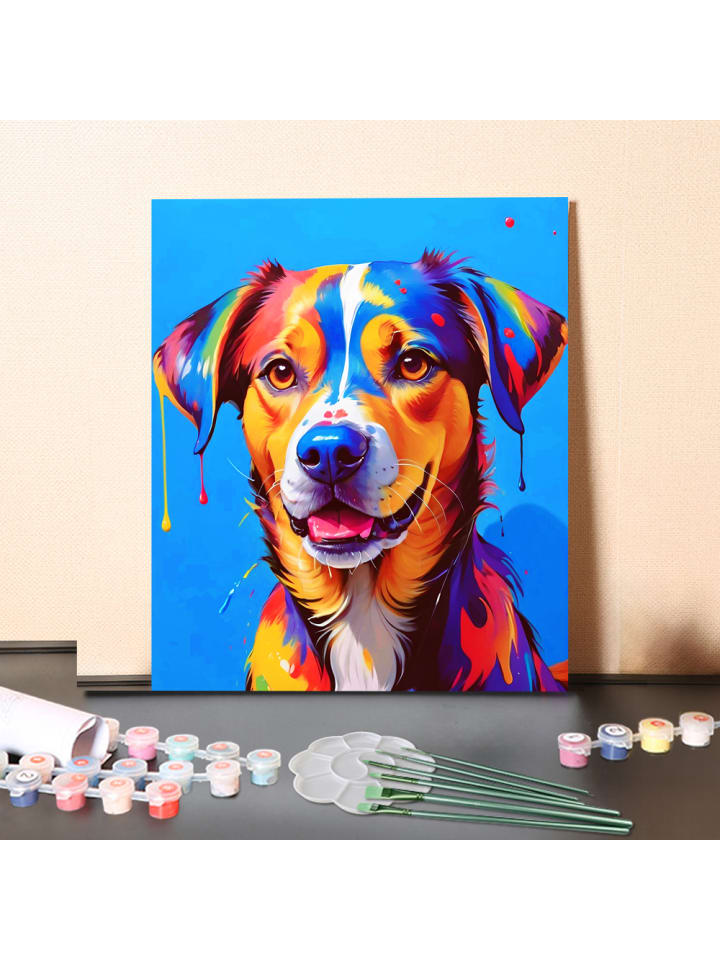 DIY Malen nach Zahlen Set-"Pop-Art bunter Hund"