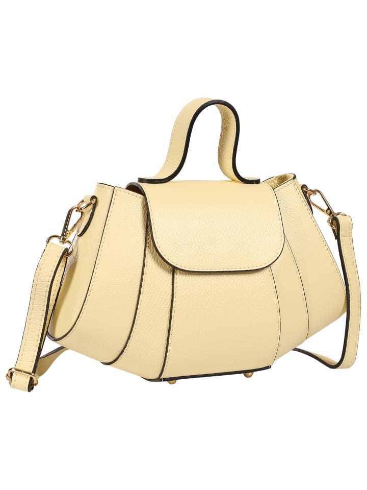 Toscanto Schultertasche Leder hellgelb ca. 28cm