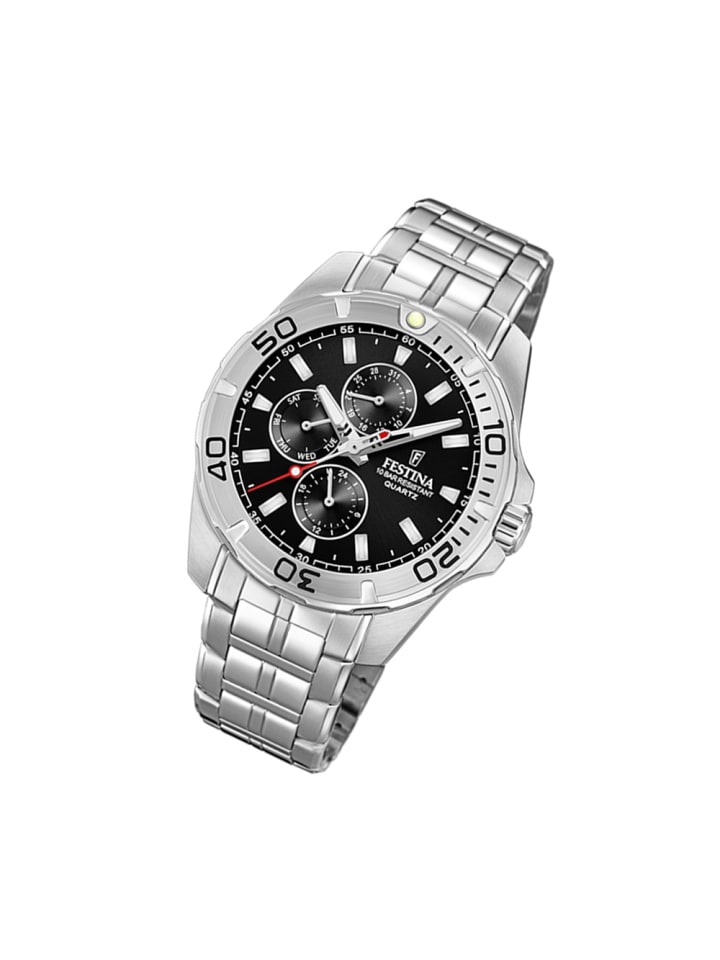 Analog, Multifunktion-Armbanduhr Festina Multifunktion silber groß (ca. 43mm)
