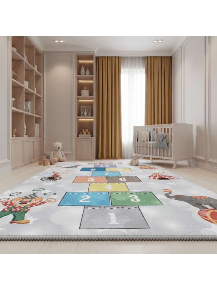 Kinderteppich Waschbar Hüpfspiel TRAUN Strapazierfähig OEKO-TEX