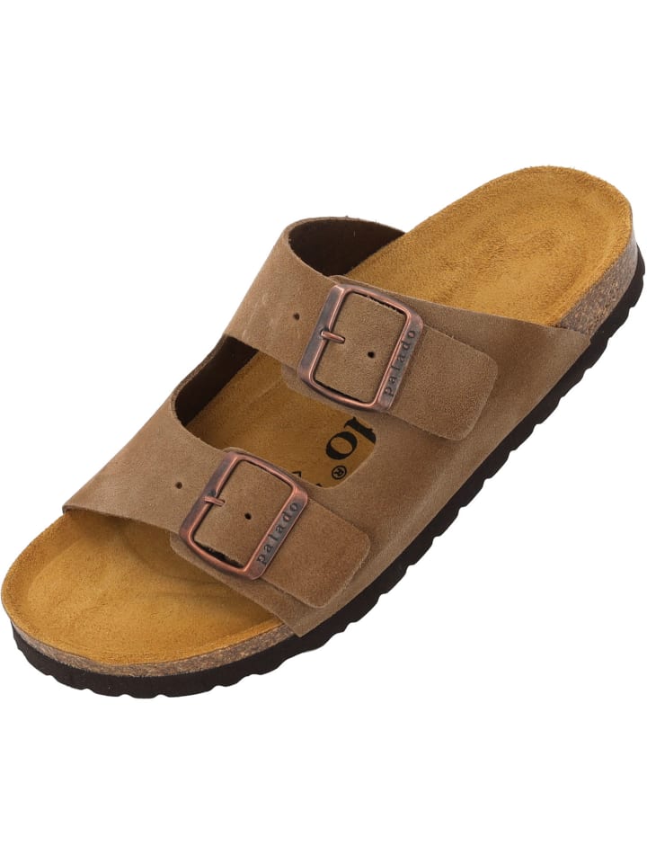 Pantoletten Korfu Velours Premium Leather in Hellbraun