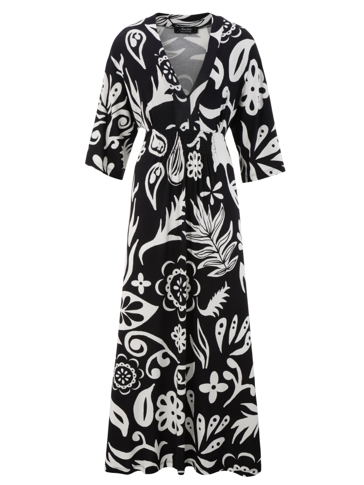 Maxikleid in schwarz-weiß