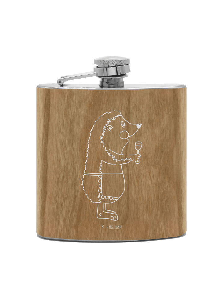 Hip Flask Igel Wein ohne Spruch in Braun